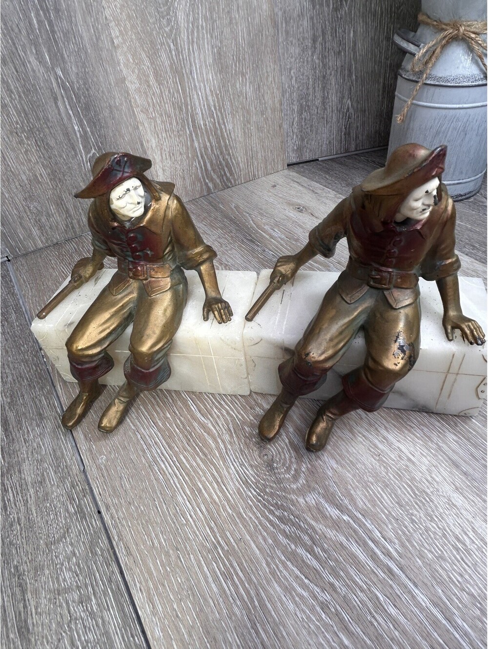 Hirsch Pirate Bookends, 1930's, Amazing Detail, Celluloid Faces, Good Condition